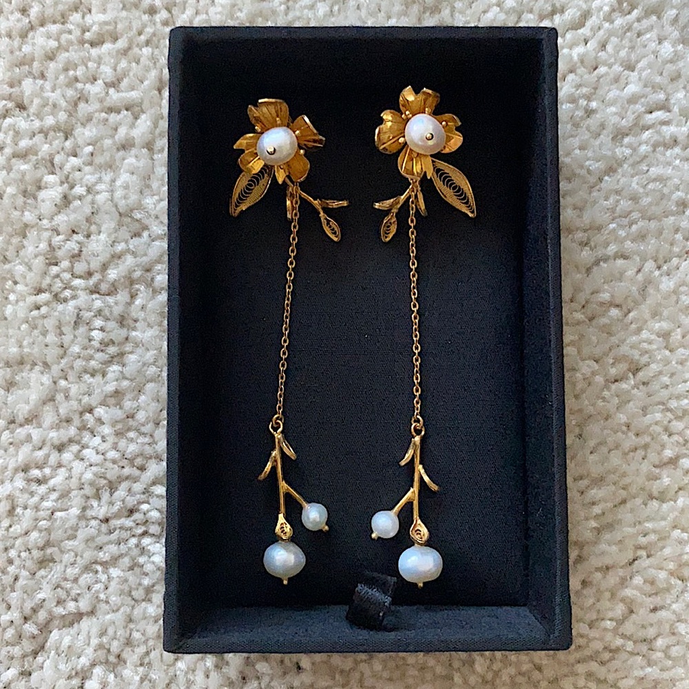 Gold plated wedding earrings - Indonesian designer